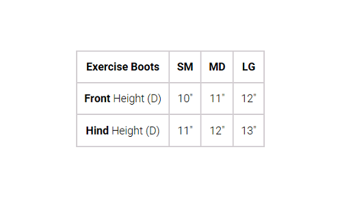Back On Track Exercise Boots - Front (Medium) Size Chart